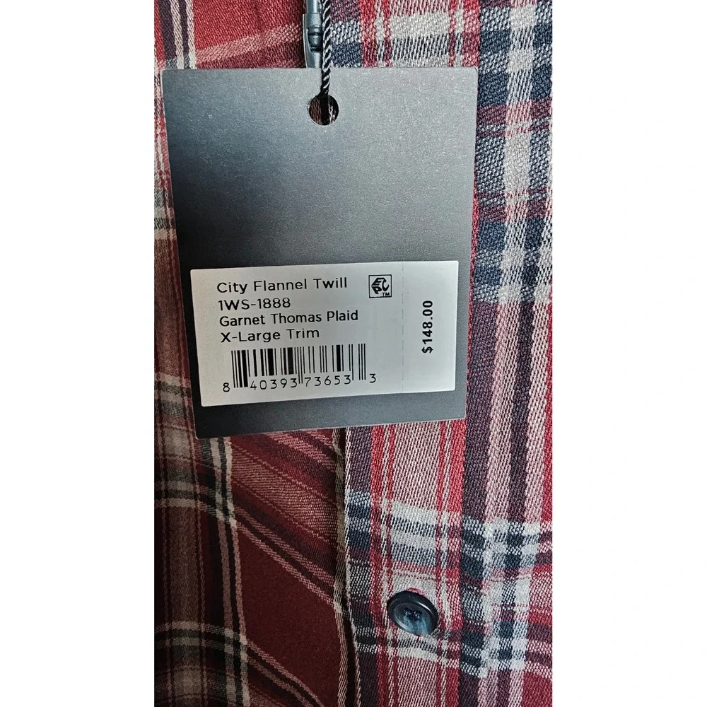 MIZZEN+MAIN City Flannel Twill Garnet Thomas Plaid Button-Down Shirt XL Trim NWT